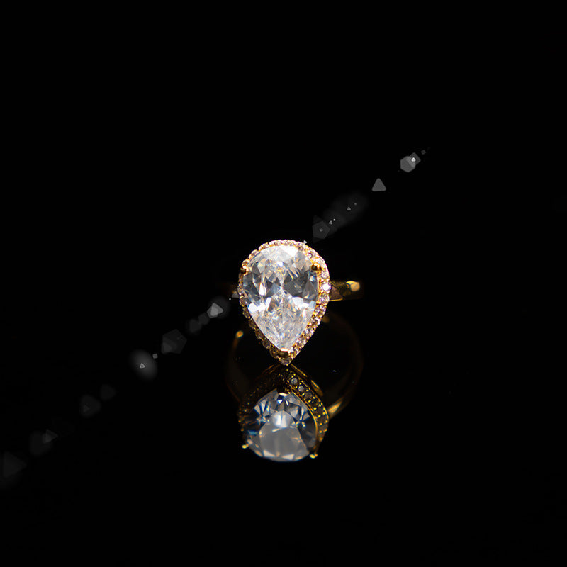 Exquisite Drop-shaped Zircon Non-fading Ornament Three-piece Set Jewelry & Accessories