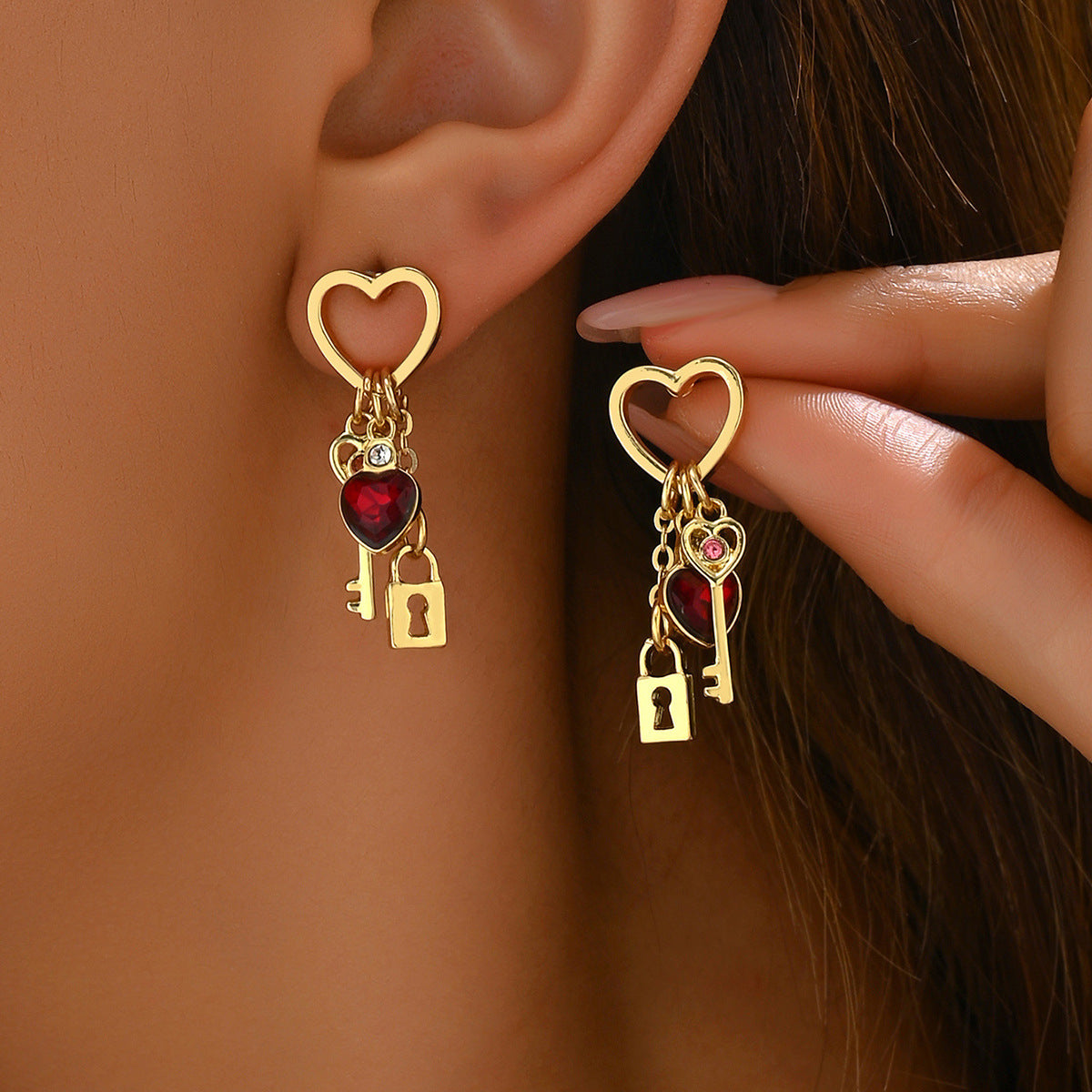 Luxury Love Earrings with Rhinestone – Lock Series Diamond Lock-Shaped Earrings, Perfect Valentine's Day Gift for Women