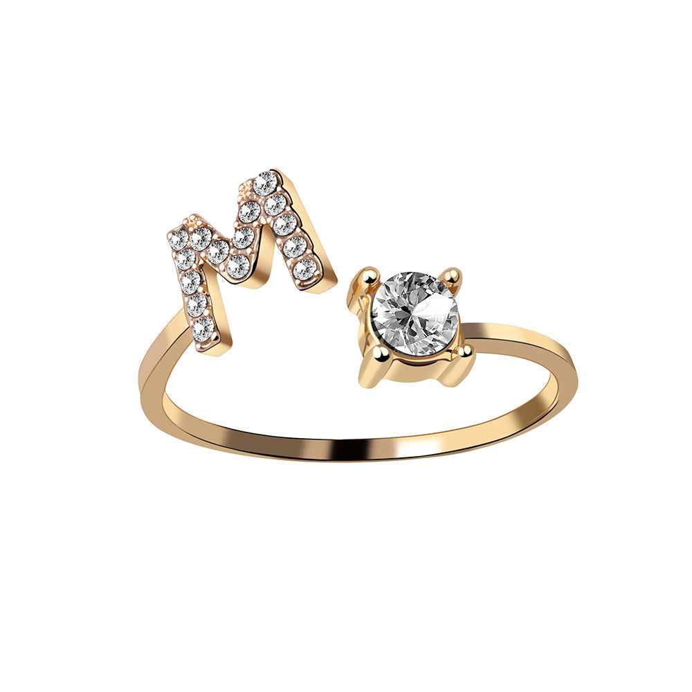 New Design Adjustable 26 Initial Letter Ring Fashion Jewelry For Women Simple Elegant Jewelry Exquisite Rings /Jewelry & Accessories