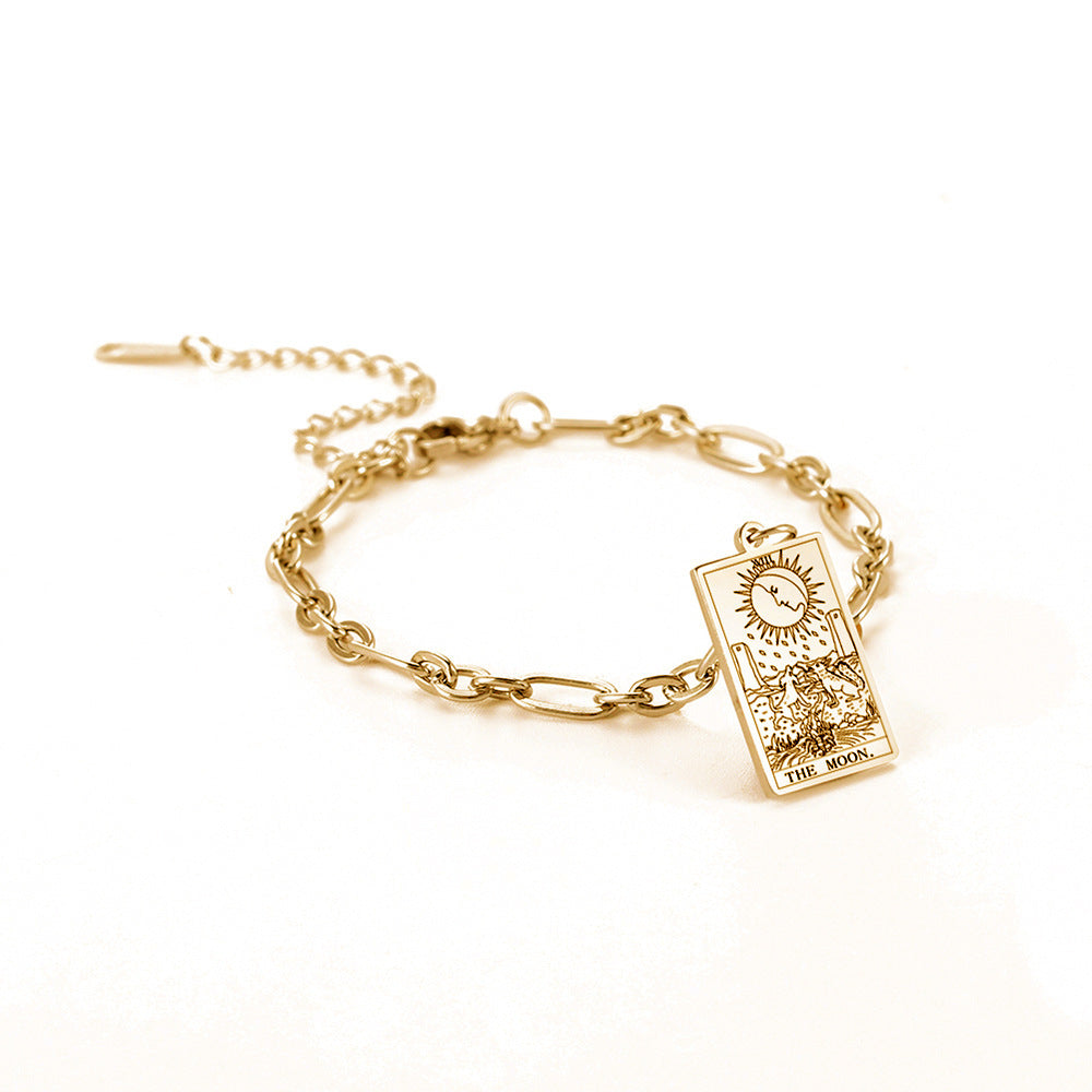 12 Tarot Card Series Fashion Trend Long Oval Link Chain Bracelet Jewelry & Accessories