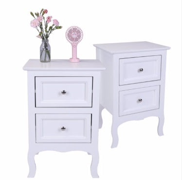 Countryside Style Two-story Bedside Table - White Furniture