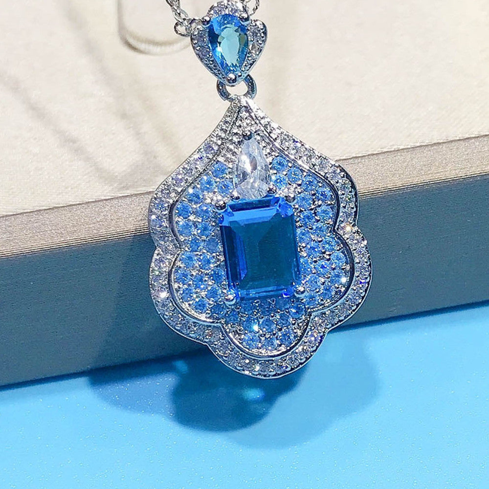 Personality Aquamarine Topaz Sky Mirror Pendant Jewelry & Accessories