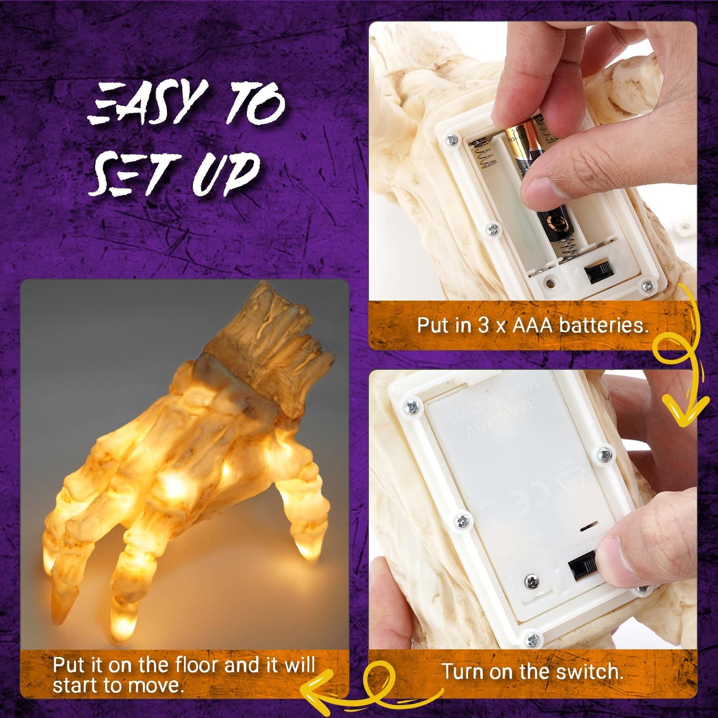 Halloween Electric Luminous Crawling Hand Animated Decoration Induction Luminous Decoration Zombie Hand With Spooky Sound Home Ornaments