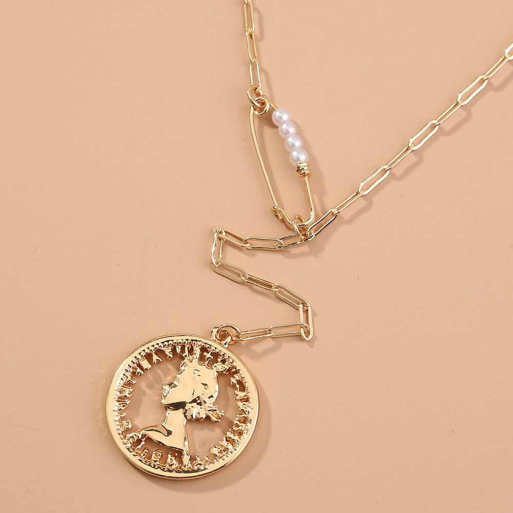 Multi-element stitching character tag multi-layer necklace Jewelry & Accessories