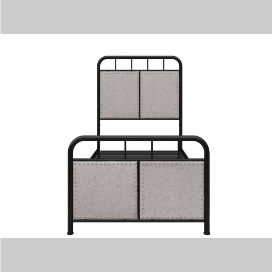 Double-size Linen Upholstered Platform Metal Bed Frame Furniture