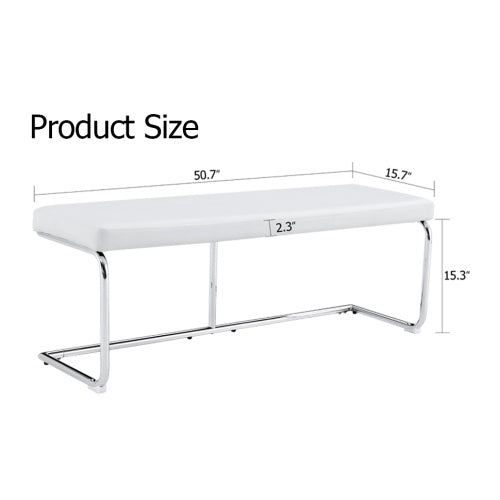 White Shoe Changing Stool, Silver Metal Legs, Sofa Stool Dining Chair, Suitable For Bedroom ,fitting Room, Storage Room, Dining Room, Living Room. 005