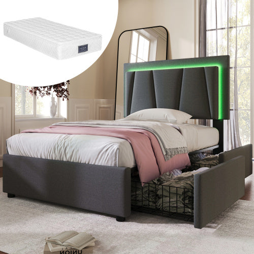 Wooden Storage Bed Bed Frame  Size  90cmx200cm Bedroom Furniture