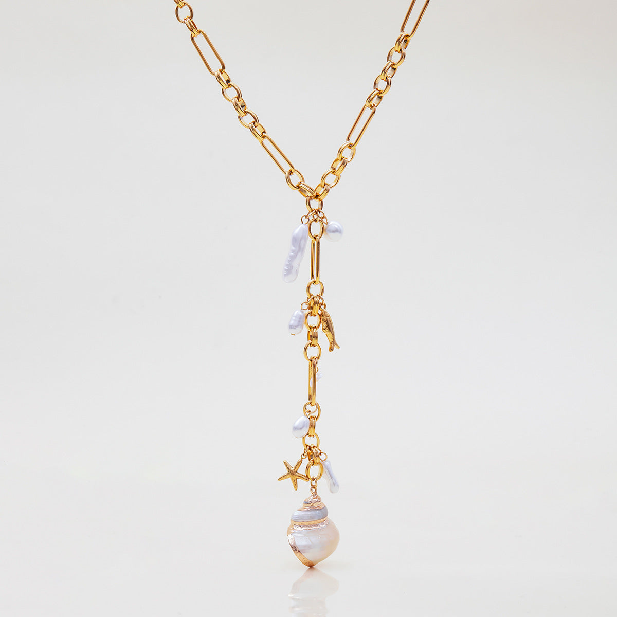Stainless Steel Conch Long Necklace Y-shaped Chain High-grade Clavicle Chain For Women Jewelry/Accessories