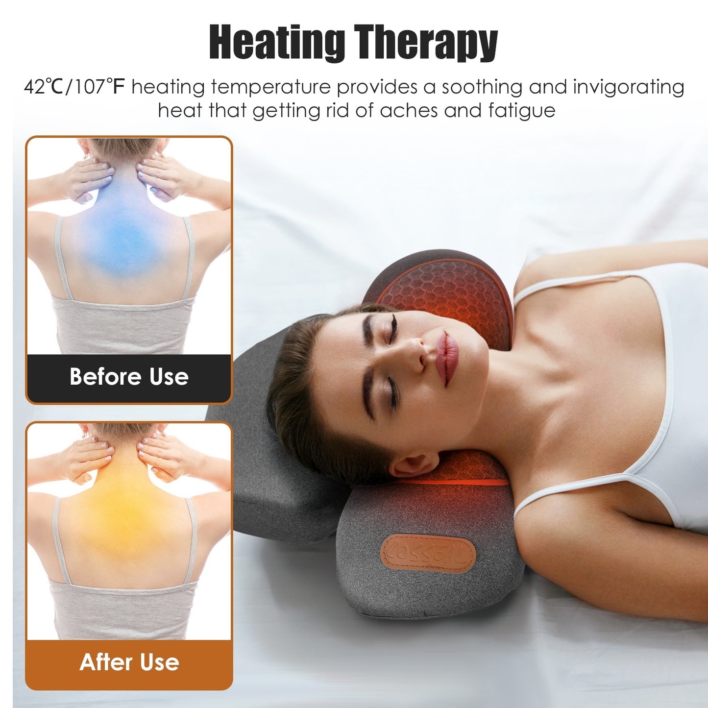 1 Set 3 In 1 Neck Massager Pillow With Vibration Heating Airbag Stretching Memory Foam Fillings Ergonomic Massager With Portable Storage Bag Eye Mask Home Essentials