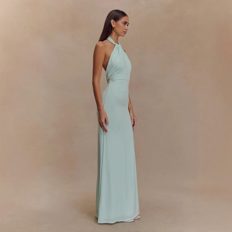 Ins Bodycon Halter Dress Sexy Backless Slim Fit Waist Slimming Maxi Dresses Prom Party Club Clothing For Women's Garments Apparel / Clothing