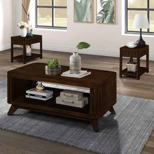 Table basse rectangulaire en bois