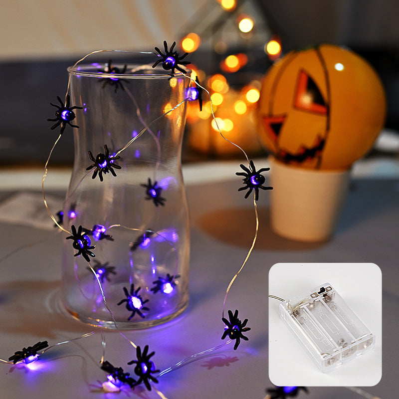 LED Purple Spider Lighting Chain Halloween Decoration Light Home Ornaments