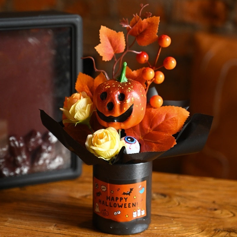 Halloween Pumpkin Simulation Bouquet Grimace Home Ornaments