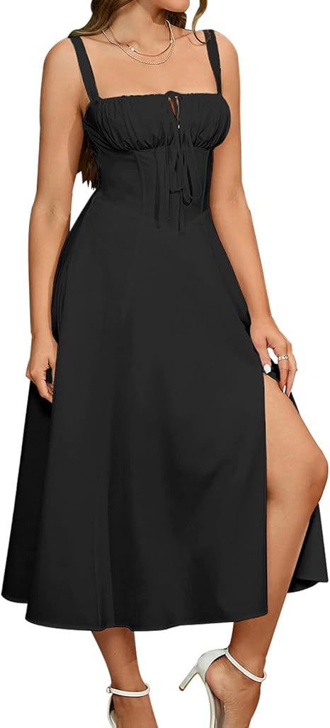 Mid-length Corset Elegant Slit Lace-up Women's Outing Leisure Dress Women's Garments Apparel / Clothing