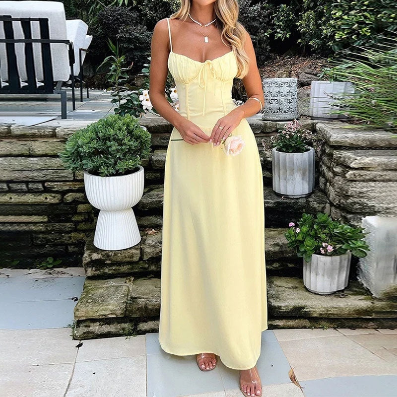 Cross-border Women's Clothing Elegant Lace-up Backless A- Line Dress Women's Garments Apparel / Clothing