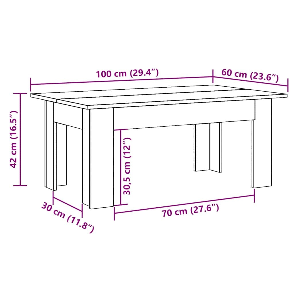 vidaXL Kava miza Old Wood 100x60x42 cm Inženirski les