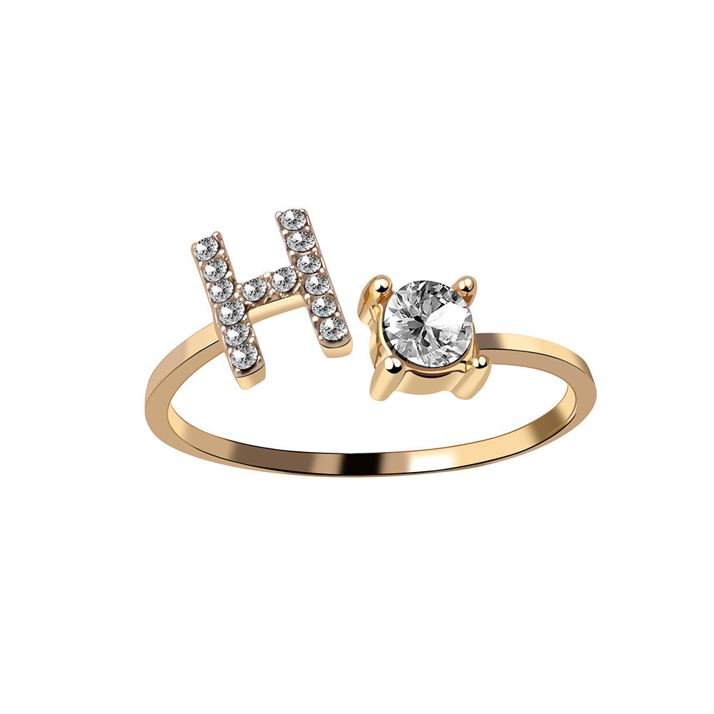 New Design Adjustable 26 Initial Letter Ring Fashion Jewelry For Women Simple Elegant Jewelry Exquisite Rings /Jewelry & Accessories