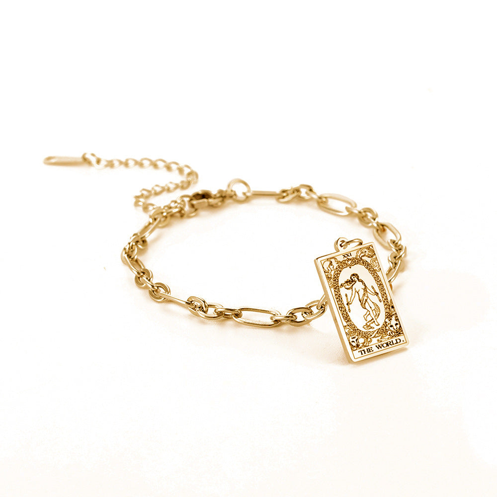 12 Tarot Card Series Fashion Trend Long Oval Link Chain Bracelet Jewelry & Accessories