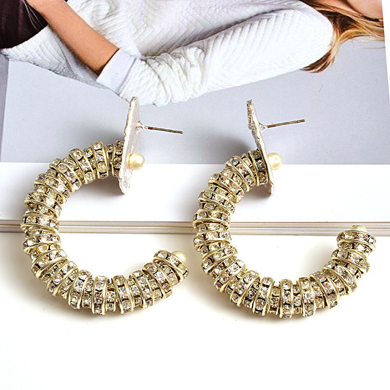 Metal Diamond Flash Temperament Earrings With Diamonds Jewelry/Accessories