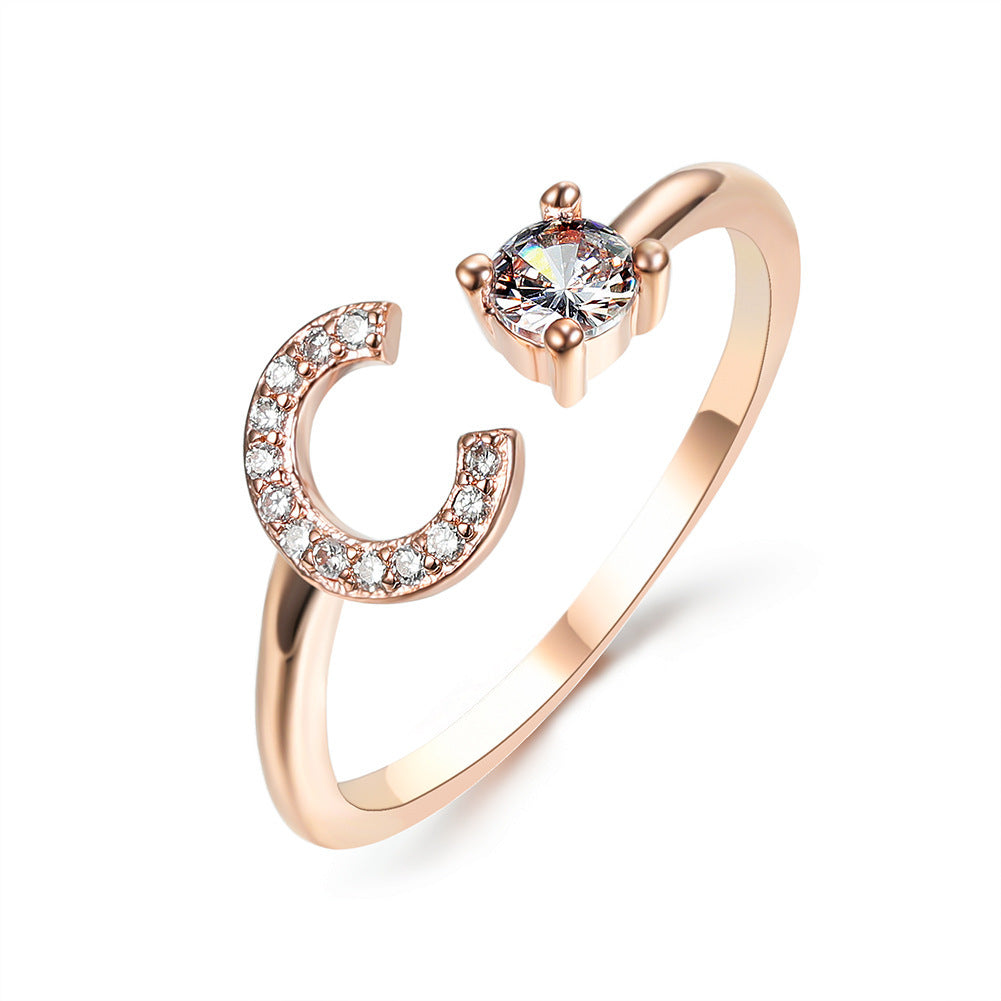 New Design Adjustable 26 Initial Letter Ring Fashion Jewelry For Women Simple Elegant Jewelry Exquisite Rings /Jewelry & Accessories