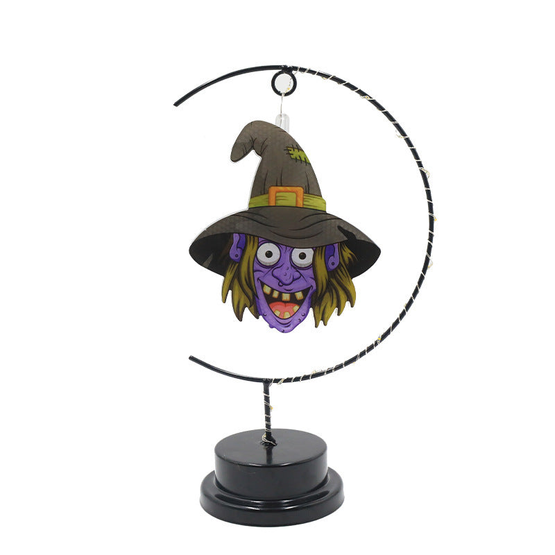Led Halloween Wrought Iron Witch Modeling Lamp Atmosphere Decorative Lamp Home Ornaments