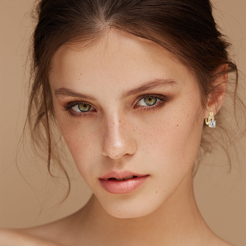 Light Luxury Moissanite Twist Earrings For Women Jewelry & Accessories