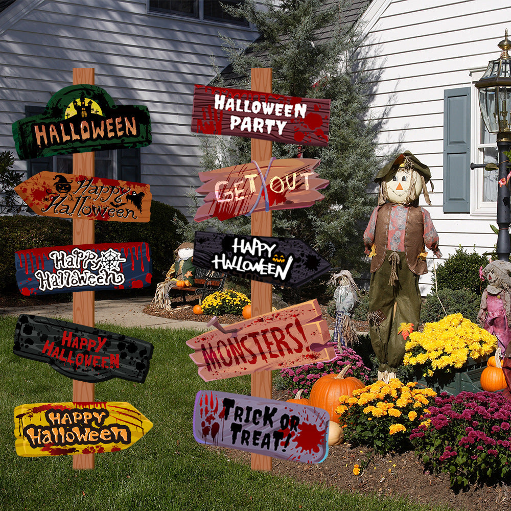 Creative Printing Halloween Decoration Props Paper Signs Home Ornaments