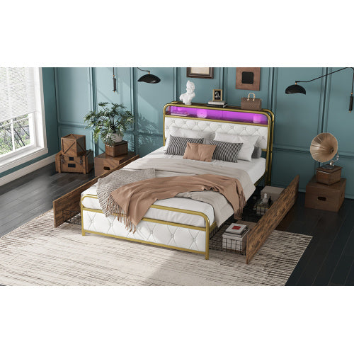 Bedside Table With Metal Drawers