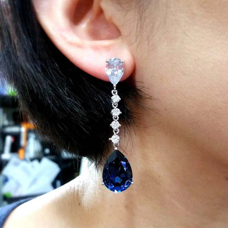 European And American Style Light Luxury Strip Water Drop Earrings Women Jewelry/Accessories