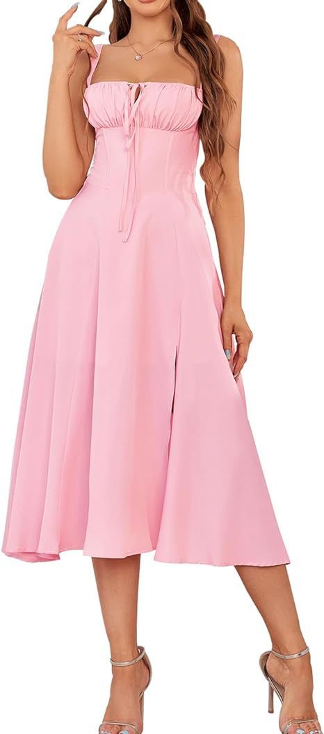 Mid-length Corset Elegant Slit Lace-up Women's Outing Leisure Dress Women's Garments Apparel / Clothing