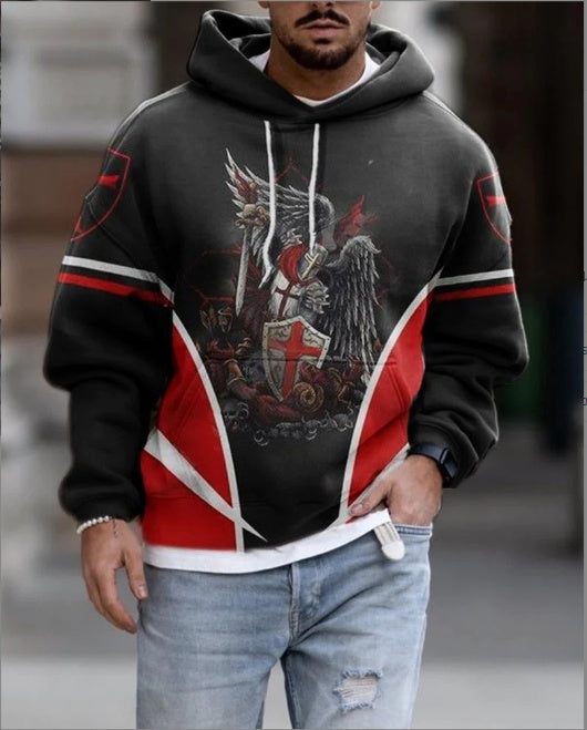 Spring And Autumn Fashion Hooded Sweatshirt American Flag Street Fashion Men's Attire Apparel / Clothing