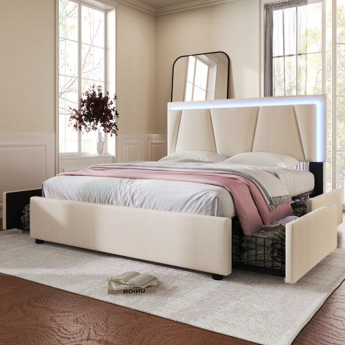 Wooden Storage Bed Bed Frame Size 140cmx200cm