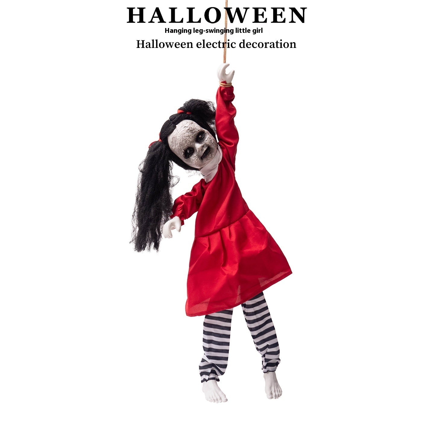 Halloween Swing Arm Red Clothes Kick Girl Hanging Ghost Decorative Pendant Home Ornaments