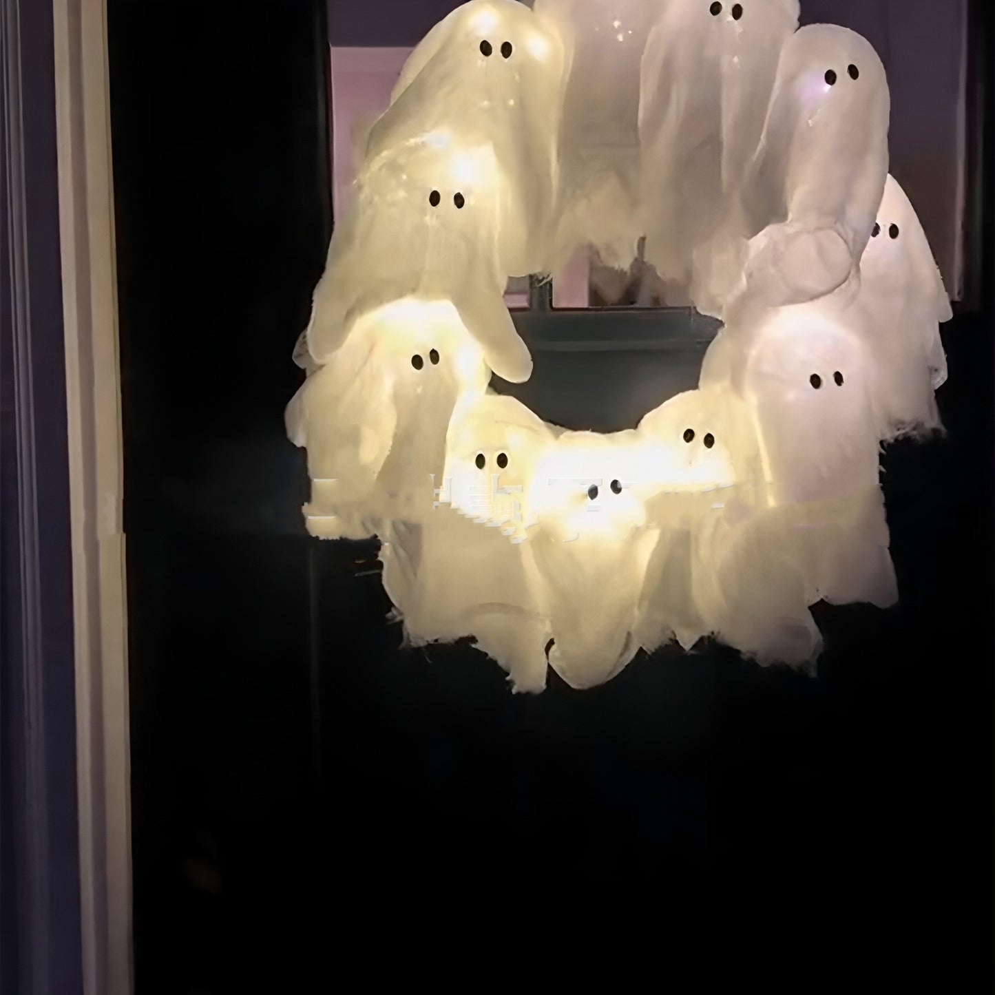 Halloween Decorations Ghost Wreath Cute Ghost Halloween Door Sign For Door Porch Wall Holiday Home Decor Glow Ghost Lights Home Ornaments