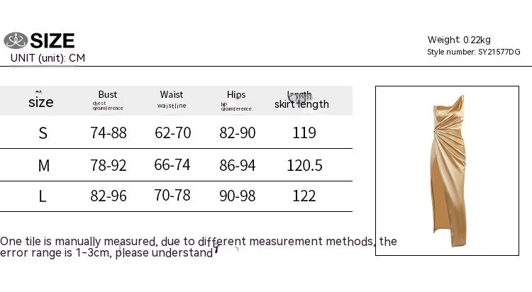 Woven Single Shoulder Fishbone Waistband Slit Dress For Women's Garments Apparel / Clothing