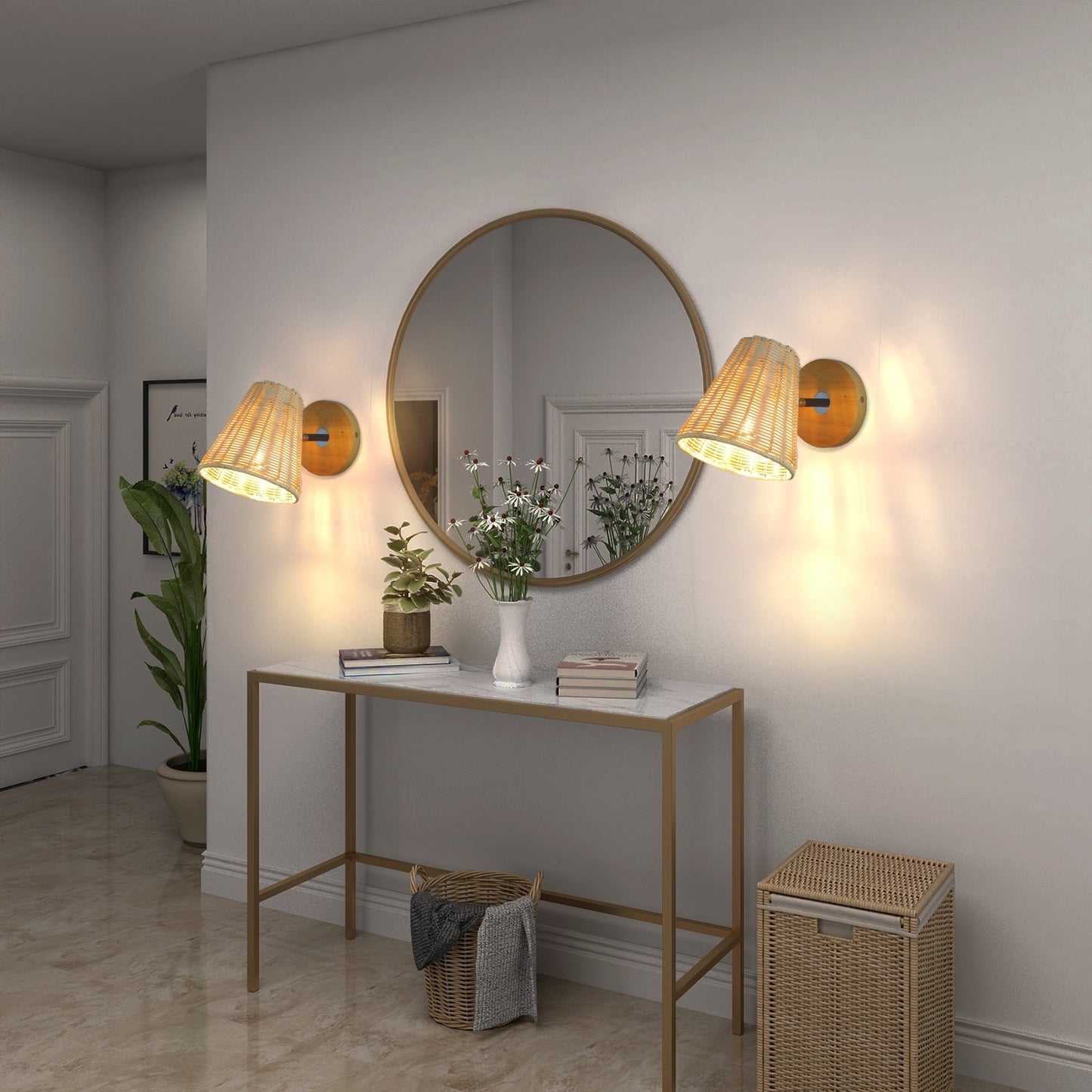 Rattan Wall Lamp Bedside Wall Lamp Mirror Front Lamp Rattan Wall Lamp Lighting Home Essentials