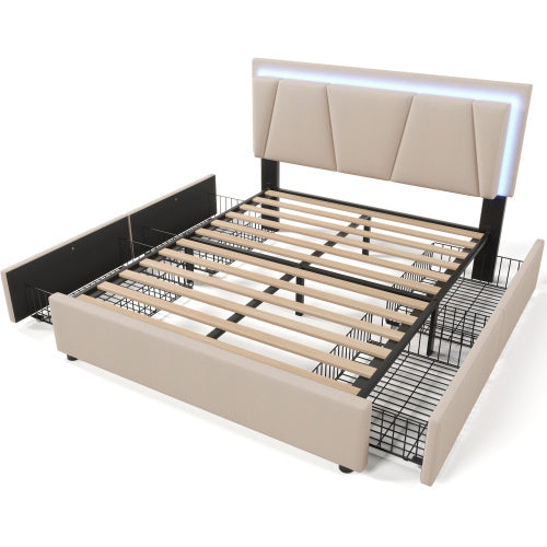 Wooden Storage Bed Bed Frame Size 140cmx200cm