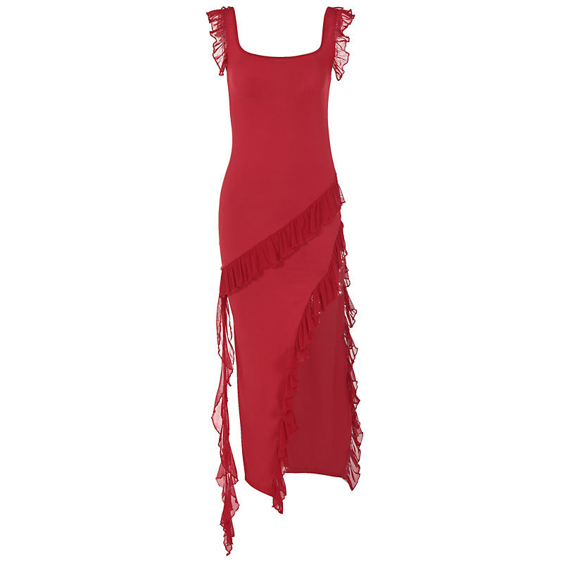 Female Summer Fashionable Stringy Selvedge Stitching Temperament Dress Women's Garments Apparel / Clothing
