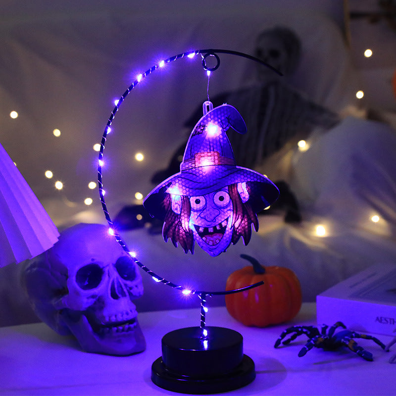 Led Halloween Wrought Iron Witch Modeling Lamp Atmosphere Decorative Lamp Home Ornaments