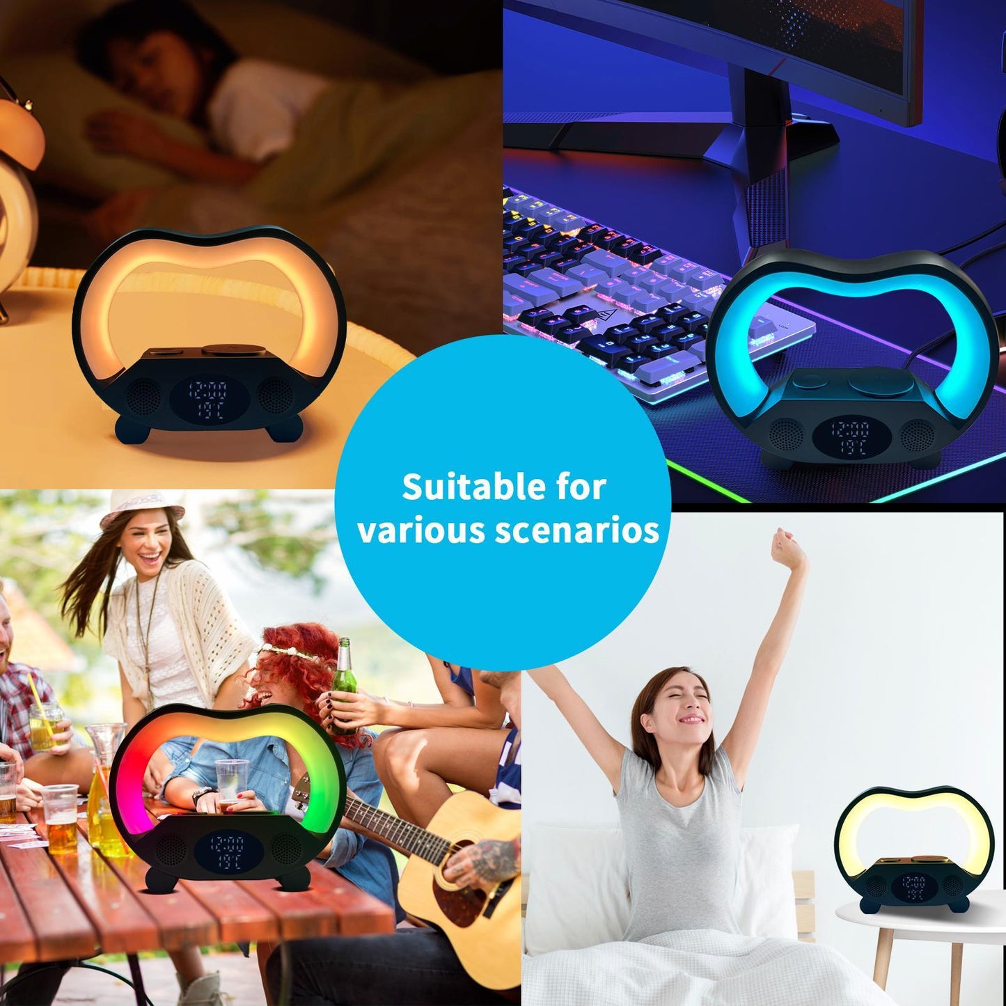 6 In 1 Wireless Charging Night Light Wireless Speaker 15W Wireless Charging Atmosphere Gift home-ornaments