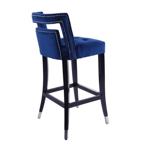Suede Velvet Barstool With Nailheads Dining Room Chair2 Pcs Set - 30 Inch Seater Height