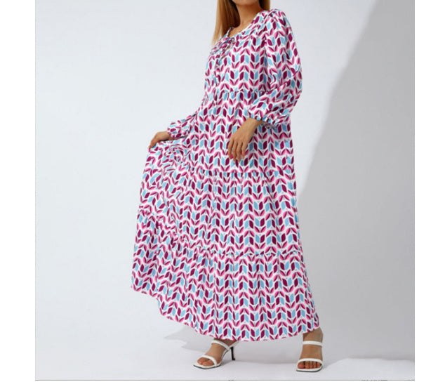 Summer Women's Vintage Printed Bohemian Dress Elegant Ladies Casual Loose V-Neck Short Sleeve Long Dresses Women's Garments Apparel / Clothing