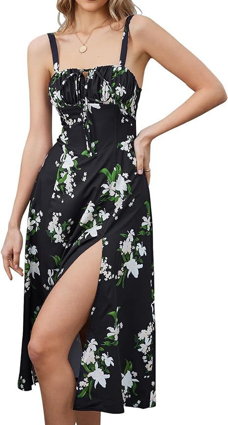 Mid-length Corset Elegant Slit Lace-up Women's Outing Leisure Dress Women's Garments Apparel / Clothing