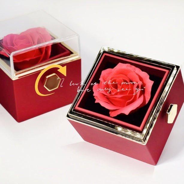 Rotating Soap Flower Rose Gift Box - Creative Rotating Rose Jewelry Packaging Box - Perfect Gift for Any Occasion