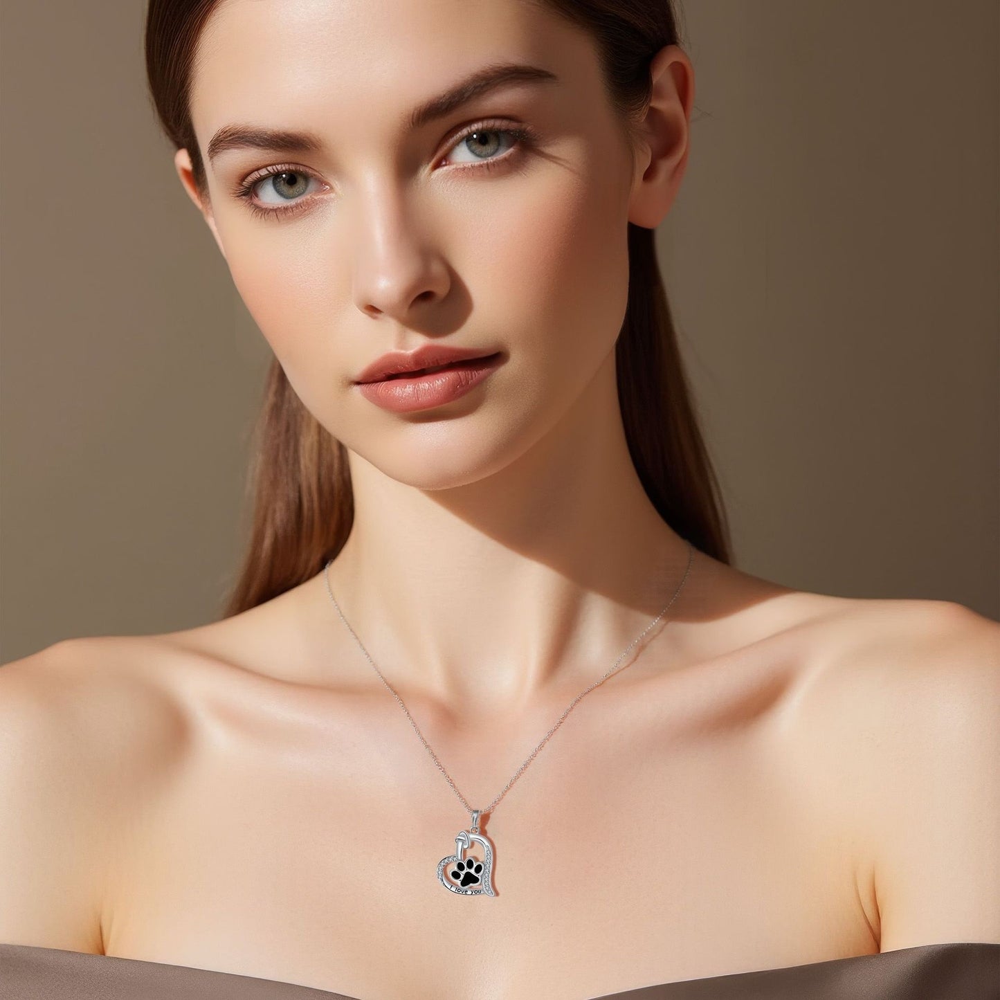 Heart-shaped Dog Paw Print Design Versatile Necklace Female Personality Simple Jewelry/Accessories