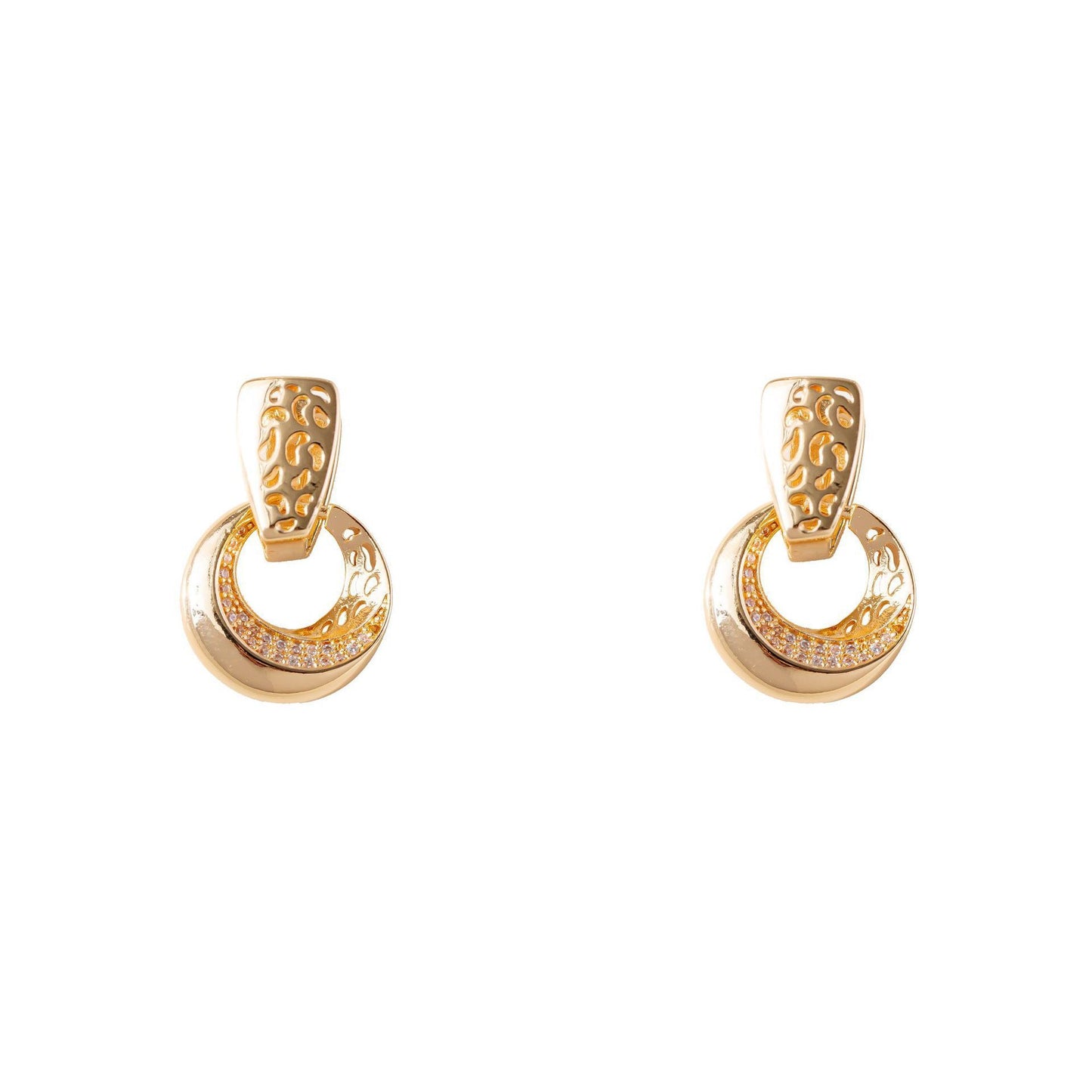 Boucles d'oreilles rondes creuses en forme de lune pour femme