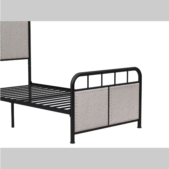 Double-size Linen Upholstered Platform Metal Bed Frame Furniture