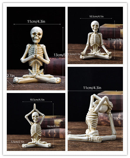 Halloween Horror Desktop Decoration Resin Ornaments Feature Modeling Yoga Skull Skeleton Home Ornaments