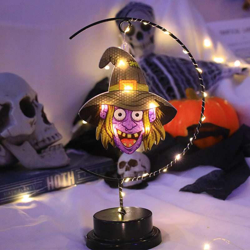 Led Halloween Wrought Iron Witch Modeling Lamp Atmosphere Decorative Lamp Home Ornaments