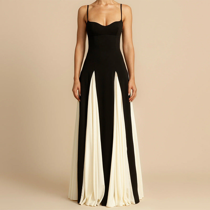 Women's Fashion Color Contrast Sling Dress Women's Garments Apparel / Clothing